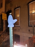 Construction site, gloves on a pike